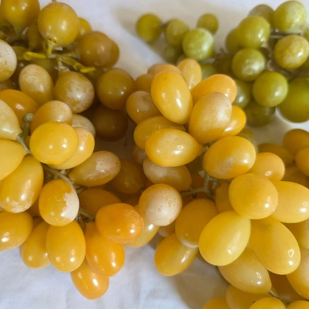 Vintage MCM Lucite Acrylic Grape Clusters Amber Yellow Green Set of 4 Decor